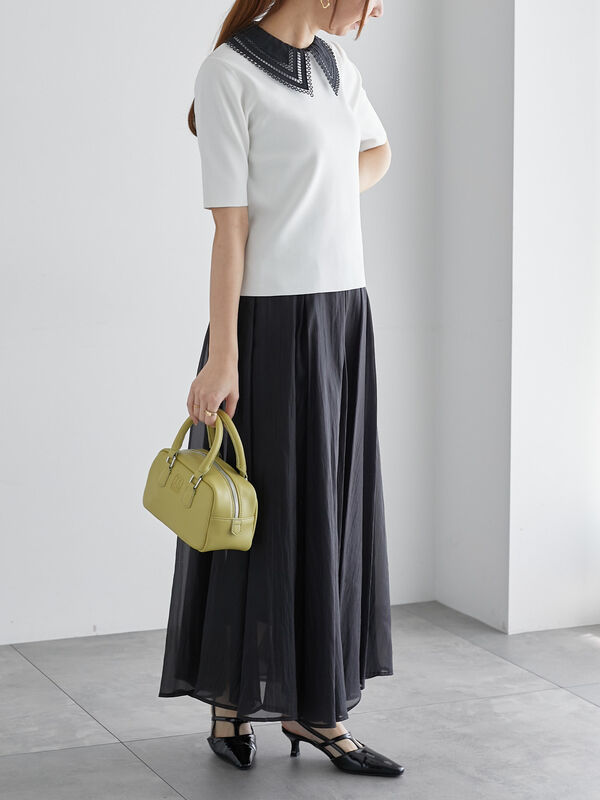 グレー ちぃ様 セール】 シアークレープボリュームフレアスカート（ブラック