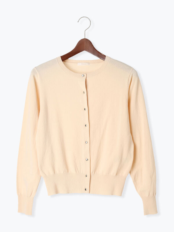 セール】 ハイツイストコットンクルーカーディガン（オフホワイト