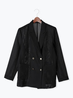 hhho_i さん専用esica メッシュ ダブルブレストジャケット ブラック セール】 メッシュダブルブレストジャケット（ブラック/アウター