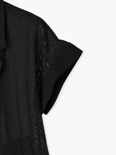 Techichiメッシュフレンチスリーブ ジャケット シアー 透け感　ブラック セール】 メッシュフレンチスリーブジャケット（ブラック