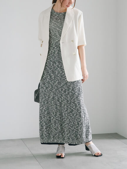 【松井愛莉着用】ハーフスリーブオーバーミドルジャケット《2025summer catalog item》（オフホワイト/グレー/ベージュ）｜Te chichi（テチチ）通販