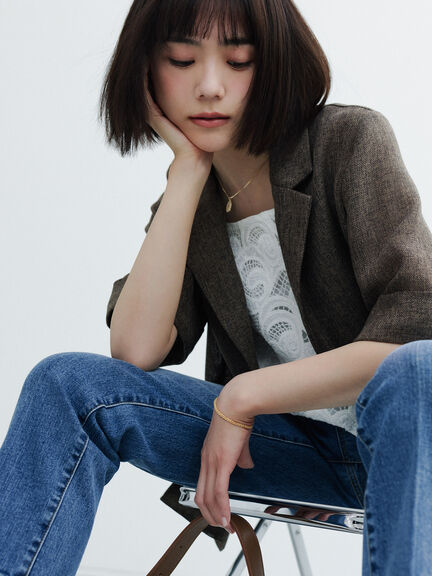 【松井愛莉着用】センタークリーススリムDenim（ブラック/ブルー）｜Te chichi（テチチ）通販