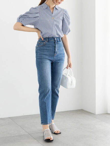 【松井愛莉着用】センタークリーススリムDenim（ブラック/ブルー）｜Te chichi（テチチ）通販