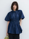 【松井愛莉着用】バルーンスリーブシャツチュニック（ネイビー）｜Te chichi（テチチ）通販
