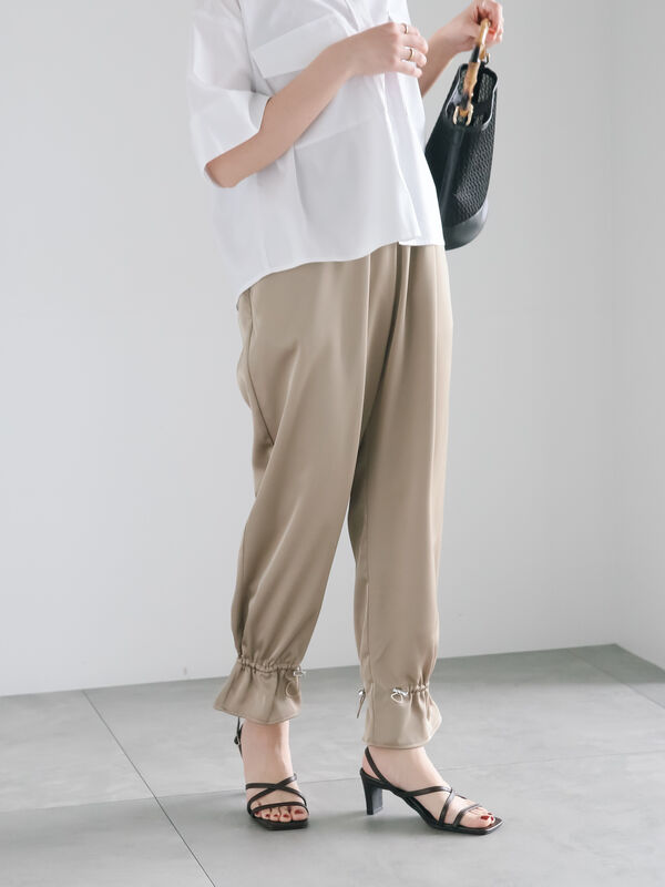 セール】 サテンドロストヘムパンツ（モカ/カーキ/ボトムス/パンツ