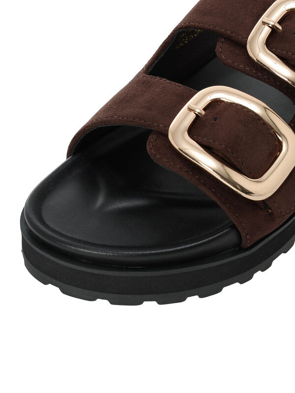 セール】 ビジューベルトフットベットサンダル（ブラック/ダーク