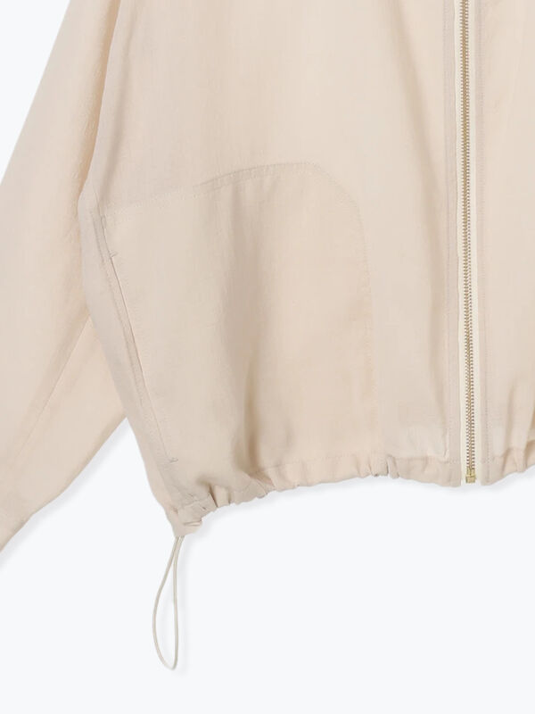 セール】 シアースタンドカラーブルゾン（チャコールグレー/ベージュ