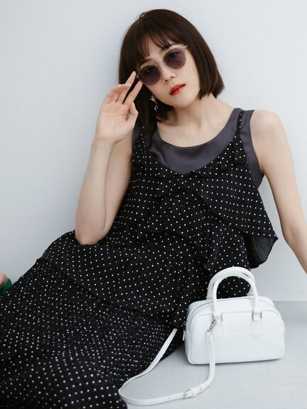 【松井愛莉着用】ドットシャーリングタイトスカート（セットアップ可）《2025summer catalog item》（ブラック/ブラウン）｜Te chichi（テチチ）通販