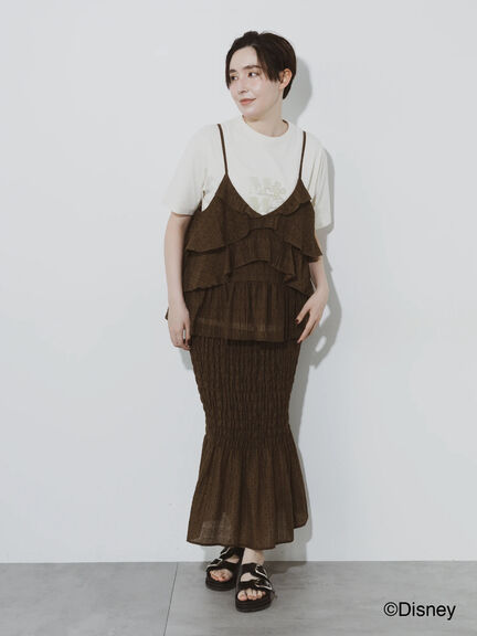 【松井愛莉着用】ドットシャーリングタイトスカート（セットアップ可）《2025summer catalog item》（ブラック/ブラウン）｜Te chichi（テチチ）通販