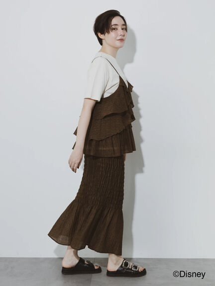 【松井愛莉着用】ドットシャーリングタイトスカート（セットアップ可）《2025summer catalog item》（ブラック/ブラウン）｜Te chichi（テチチ）通販