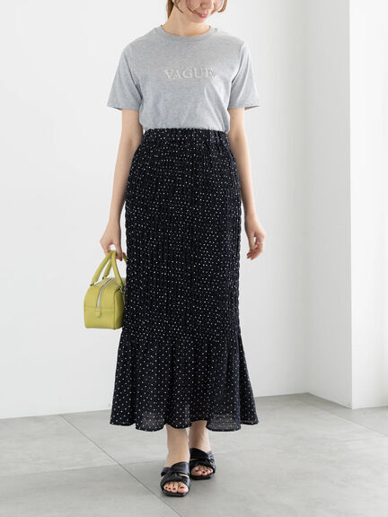 【松井愛莉着用】ドットシャーリングタイトスカート（セットアップ可）《2025summer catalog item》（ブラック/ブラウン）｜Te chichi（テチチ）通販