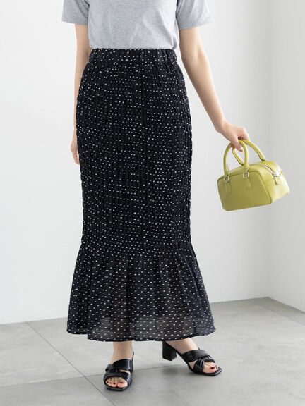 【松井愛莉着用】ドットシャーリングタイトスカート（セットアップ可）《2025summer catalog item》（ブラック/ブラウン）｜Te chichi（テチチ）通販