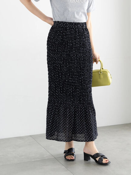 【松井愛莉着用】ドットシャーリングタイトスカート（セットアップ可）《2025summer catalog item》（ブラック/ブラウン）｜Te chichi（テチチ）通販