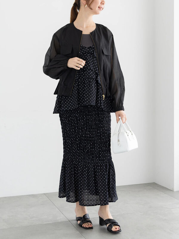 セール】 【松井愛莉着用】ドットシャーリングキャミブラウス