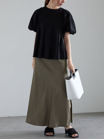 【松井愛莉着用】フィブリルロングナロースカート《2025summer catalog item》（オフホワイト/ブラウン/カーキ）｜Te chichi（テチチ）通販