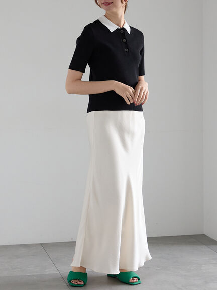 【松井愛莉着用】フィブリルロングナロースカート《2025summer catalog item》（オフホワイト/ブラウン/カーキ）｜Te chichi（テチチ）通販