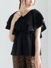 ラッフルフリルブラウス《2025summer catalog item》（ブラック）｜Te chichi（テチチ）通販