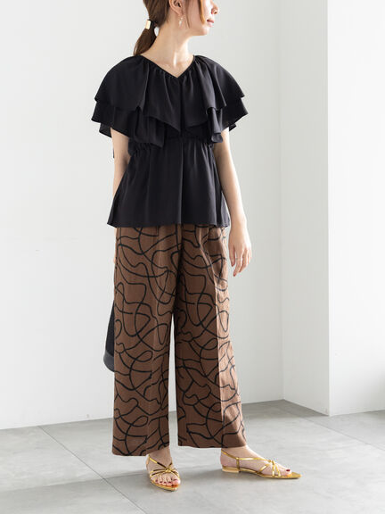 ラッフルフリルブラウス《2025summer catalog item》（オフホワイト/ブラック/パープル）｜Te chichi（テチチ）通販
