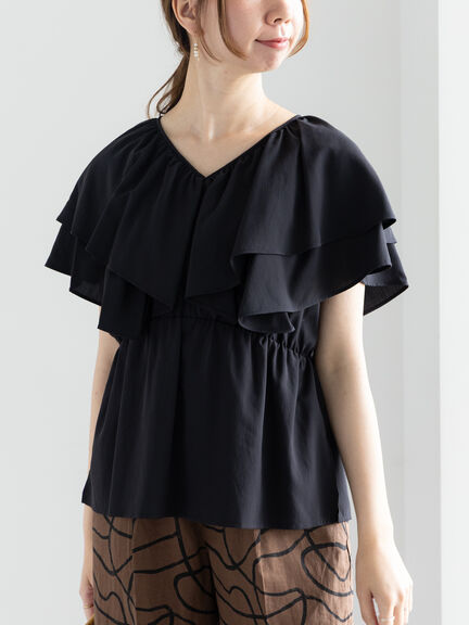 ラッフルフリルブラウス《2025summer catalog item》（オフホワイト/ブラック/パープル）｜Te chichi（テチチ）通販