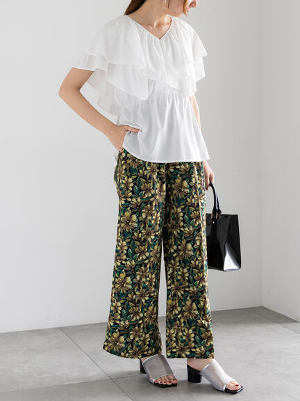 ラッフルフリルブラウス《2025summer catalog item》（オフホワイト/ブラック/パープル）｜Te chichi（テチチ）通販