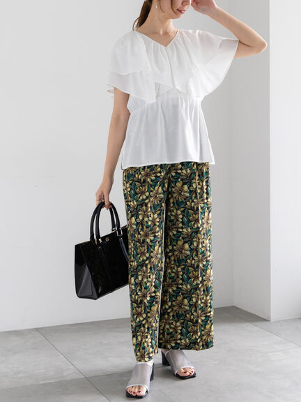 ラッフルフリルブラウス《2025summer catalog item》（オフホワイト/ブラック/パープル）｜Te chichi（テチチ）通販