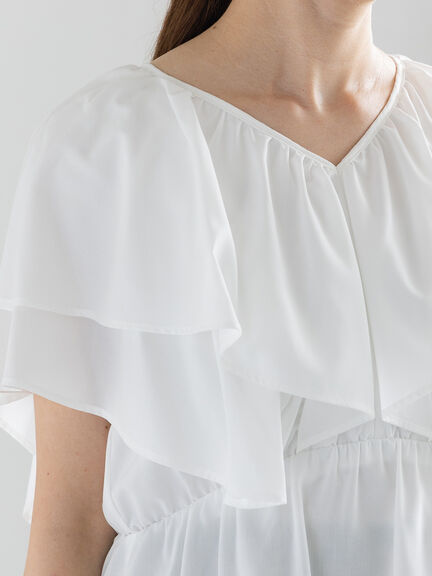 ラッフルフリルブラウス《2025summer catalog item》（オフホワイト/ブラック/パープル）｜Te chichi（テチチ）通販