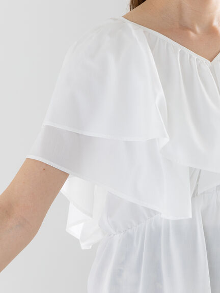 ラッフルフリルブラウス《2025summer catalog item》（オフホワイト/ブラック/パープル）｜Te chichi（テチチ）通販