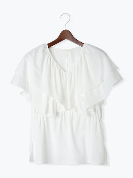 ラッフルフリルブラウス《2025summer catalog item》（オフホワイト/ブラック/パープル）｜Te chichi（テチチ）通販