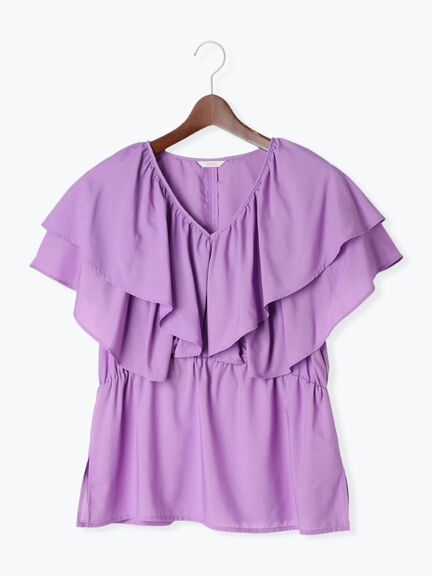 ラッフルフリルブラウス《2025summer catalog item》（オフホワイト/ブラック/パープル）｜Te chichi（テチチ）通販