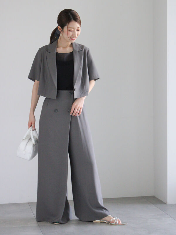 セットアップ バックリボン トップス ワイドパンツ 韓国 cr4911 youdear_tx-cp-029