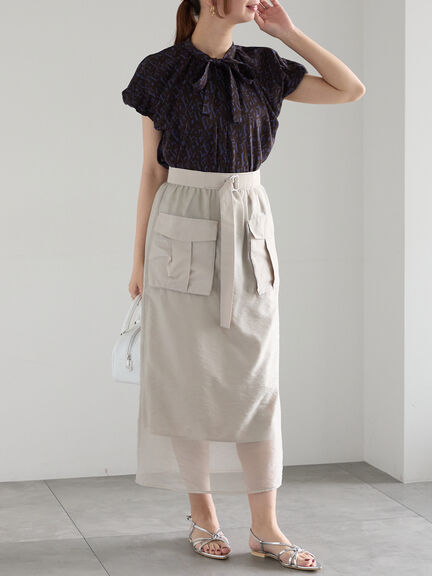 シアービッグポケットスカート《2025summer catalog item》（グレー/ブラック）｜Te chichi（テチチ）通販