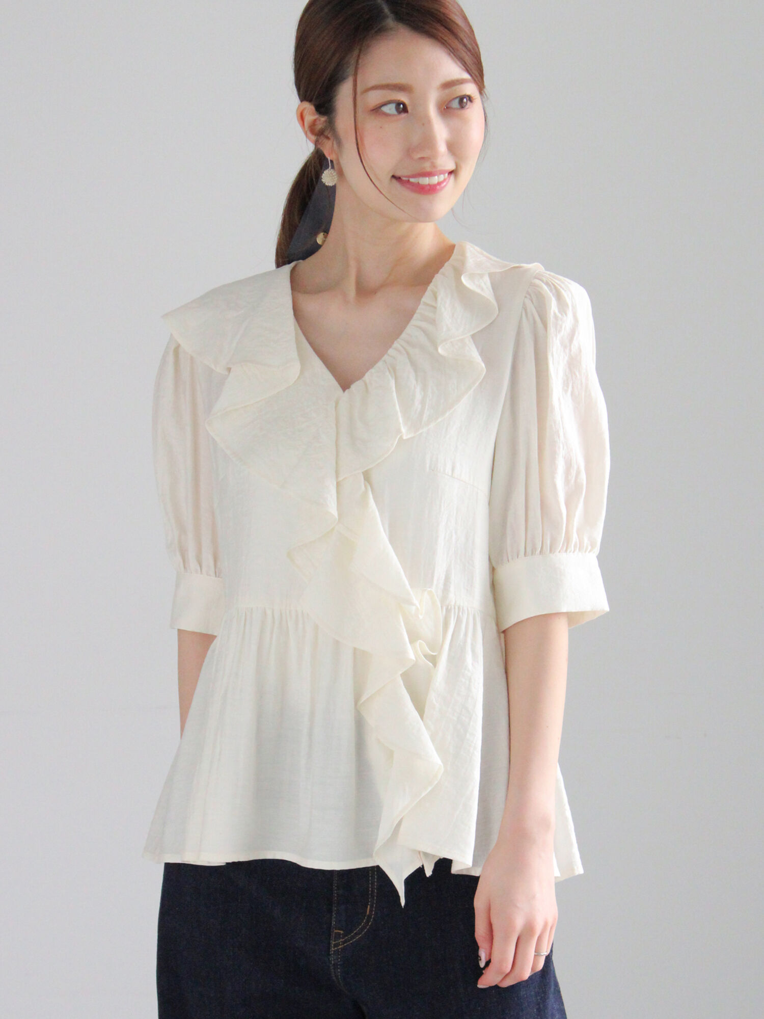 セール】 ラッフルフリルアシメブラウス《2025summer catalog