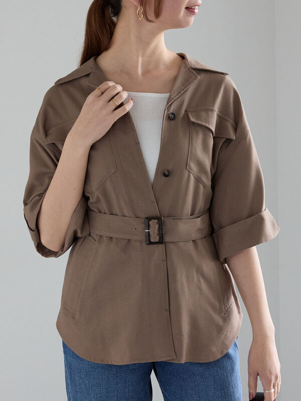 リネンMIXサファリシャツ《2025summer catalog item》（カーキ）｜Te chichi（テチチ）通販