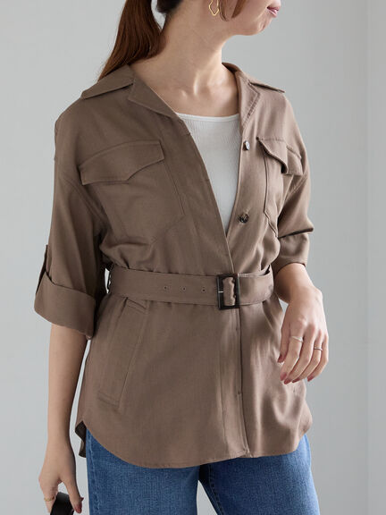 リネンMIXサファリシャツ《2025summer catalog item》（ベージュ/カーキ）｜Te chichi（テチチ）通販