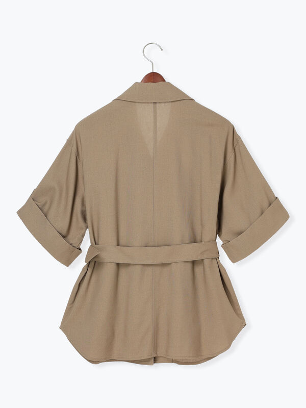 ★美品★エルメス リネンシャツ サファリ ベージュ 38 ミリタリー ボックス ▪️エルメス▪️麻のシャツ▪️38 ☆美品☆エルメス リネンシャツ