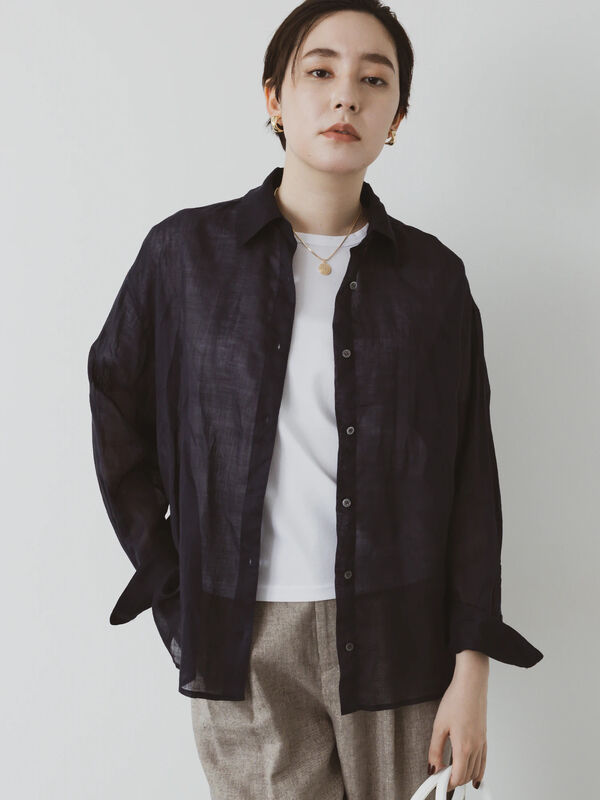 【松井愛莉着用】ラミー2WAYオーバーシャツ（ネイビー）｜Te chichi（テチチ）通販