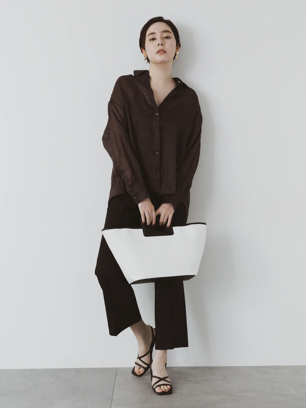 ブラウス シャツ 「松井愛莉着用」ラミー2WAYオーバーシャツ レディース セール】 【松井愛莉着用】ラミー2WAYオーバーシャツ（オフ