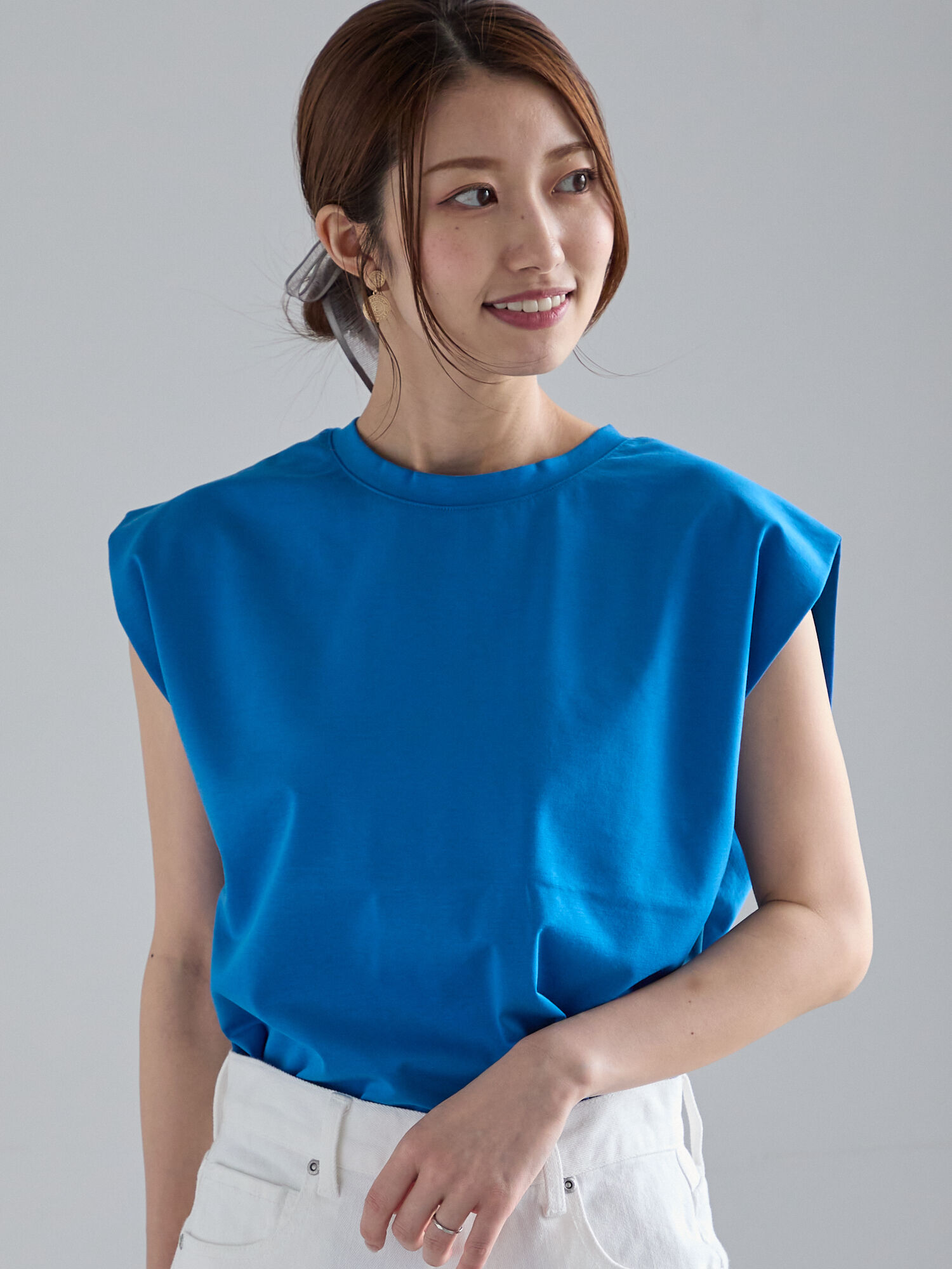 ☆美品☆CADUNÉ ノースリーブチュニック 38 CADUNE 「CADUNE」 ノースリーブトップス 38 ブラックミックス