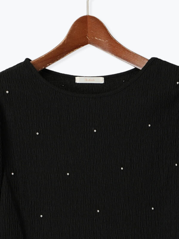 (15) cmty_tt様 セール】 メタルドットボリュームスリーブトップス（ブラック