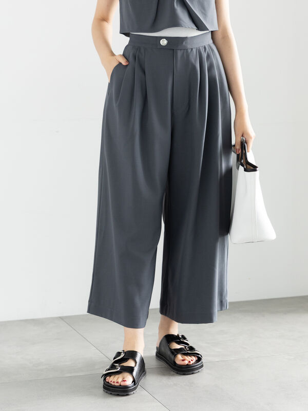 shetokyo ガウチョパンツ fred black36新品未使用 michel beaudouin | コットンリネンダンガリー ガウチョパンツ - Daja