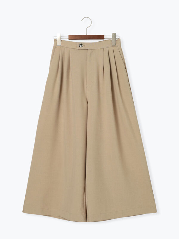 セール】 金釦麻調タックガウチョパンツ（セットアップ可