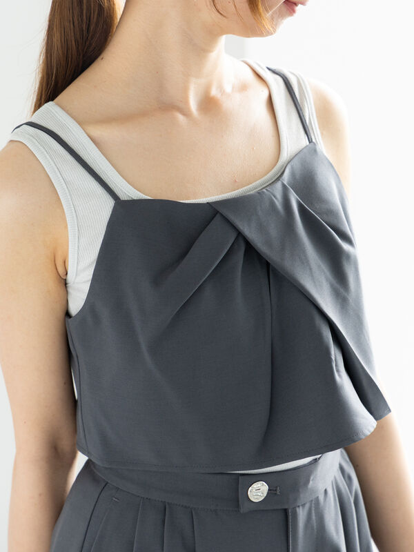 セール】 麻調ランダムタックキャミブラウス（セットアップ可