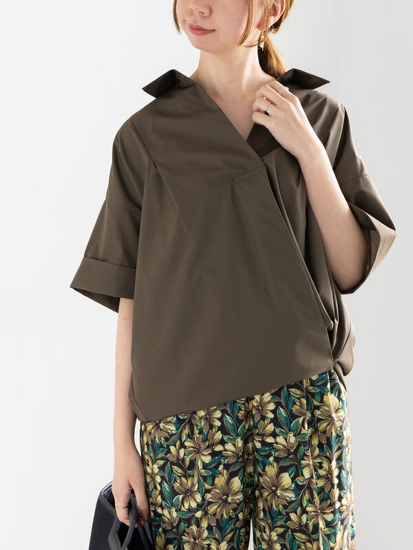 セール】 コクーンスキッパーシャツ（オフホワイト/カーキ/ブルー