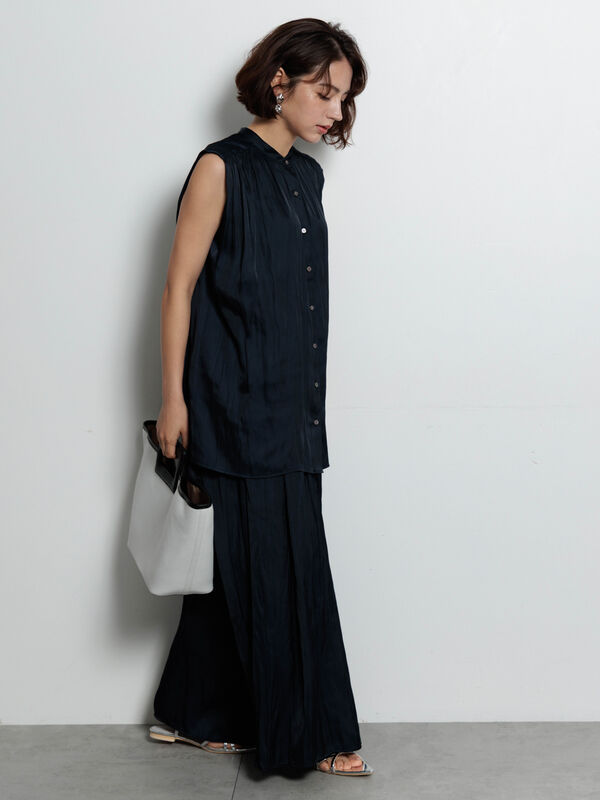 detente しゅあんさん サテンパンツ 限定Price！SALE 楊柳 裾スリットパンツ TINA：JOJUN 全2色