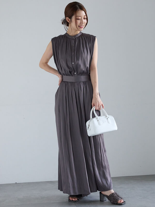 テンちゃん セール】 スプリットサテンスカンツ（セットアップ可）（グレー