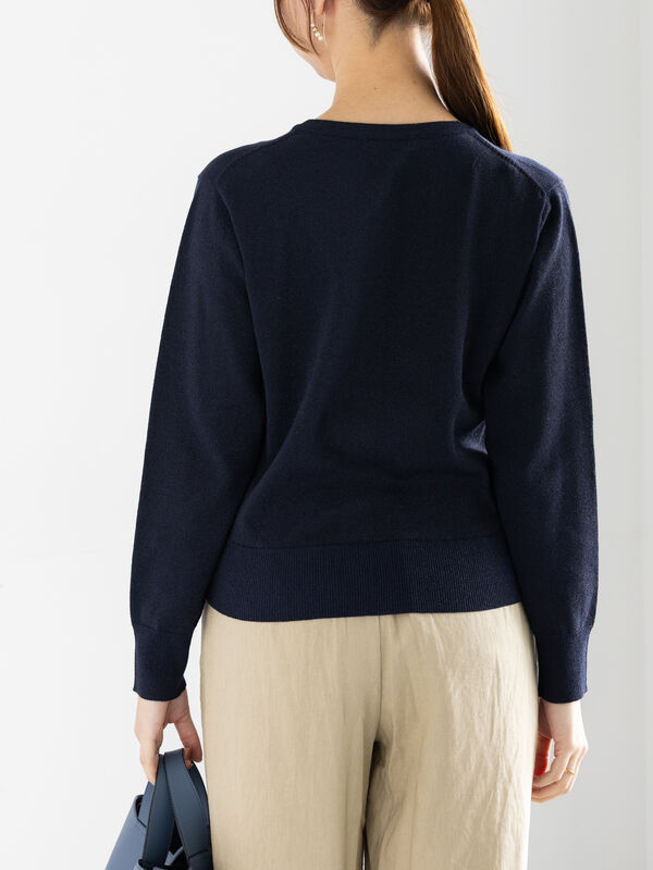 tibi ウール　バックレス　カーディガン　ネイビー ビジュー釦ニットカーディガン通販｜レディースファッション・20