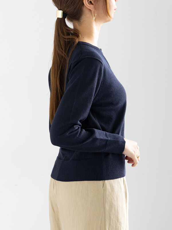 tibi ウール　バックレス　カーディガン　ネイビー tibi ウール バックレス カーディガン ネイビー トップス