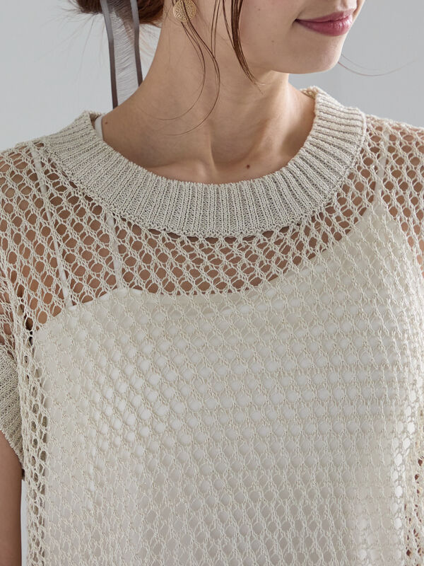 セール】 ラメメッシュニットベスト（シルバー/ゴールド