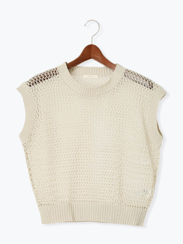 セール】 ラメメッシュニットベスト（シルバー/ゴールド