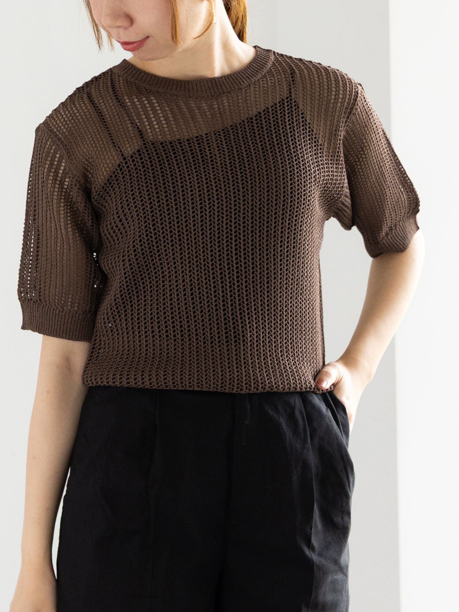 シェリエ　sheller chicパールハーフスリーブニット シェリエ sheller chicパールハーフスリーブニット - メルカリ